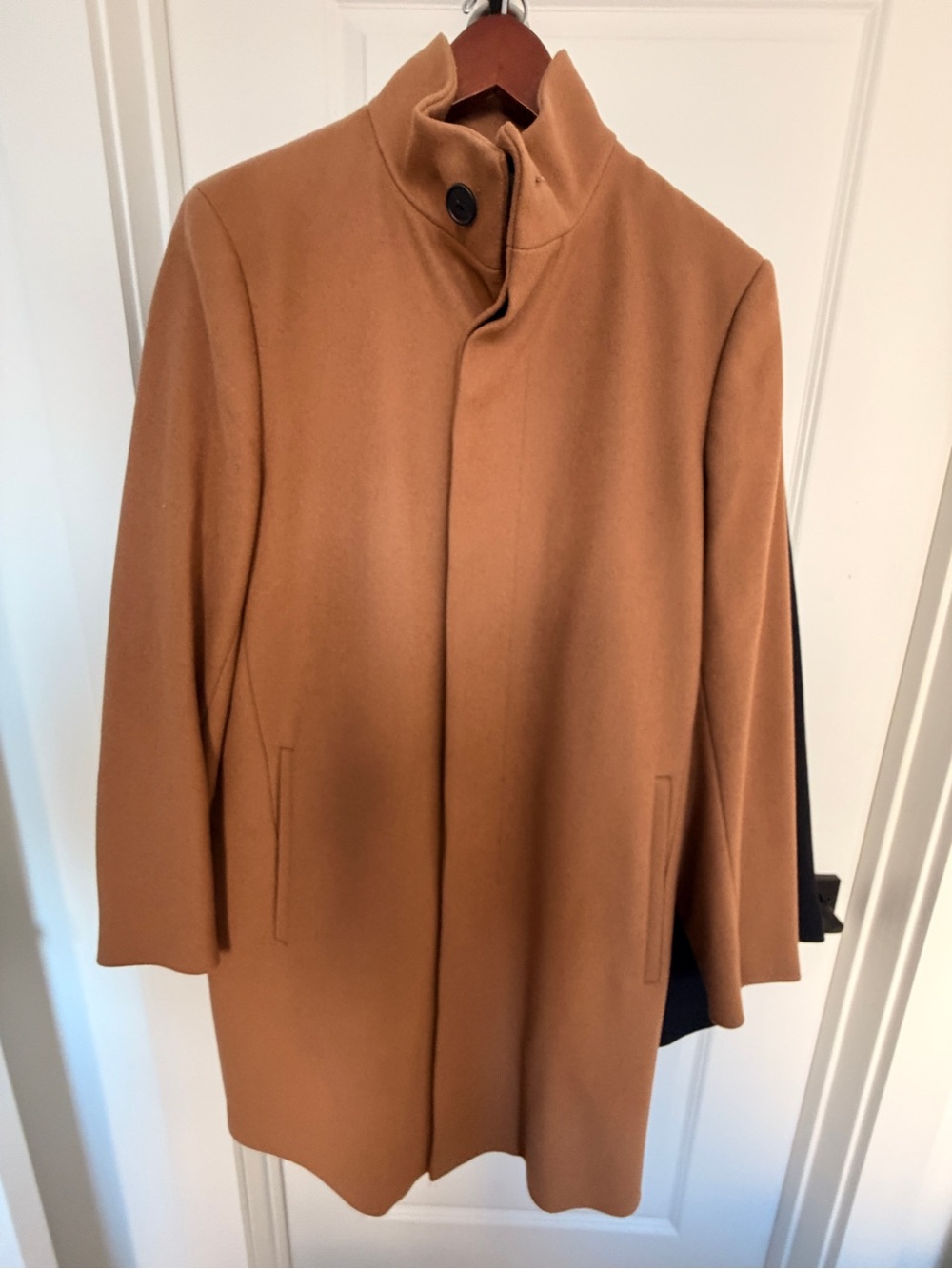 Theory Camel Wool Stand-Collar Pea Coat